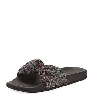 Kate Spade Women's Sparkle Vivi Pool Slides in Black/Rainbow